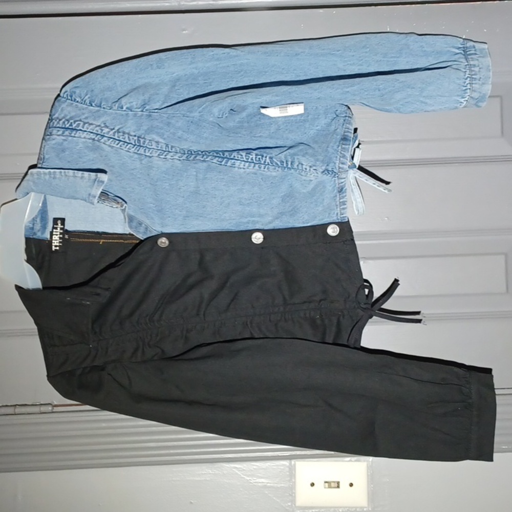 Half Black Half Jean Jacket